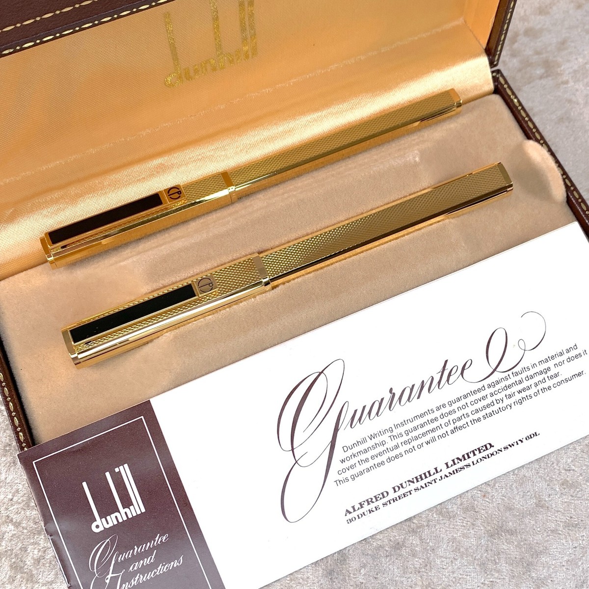 Vintage Dunhill Ballpoint & Fountain Pen Set Dress Gold