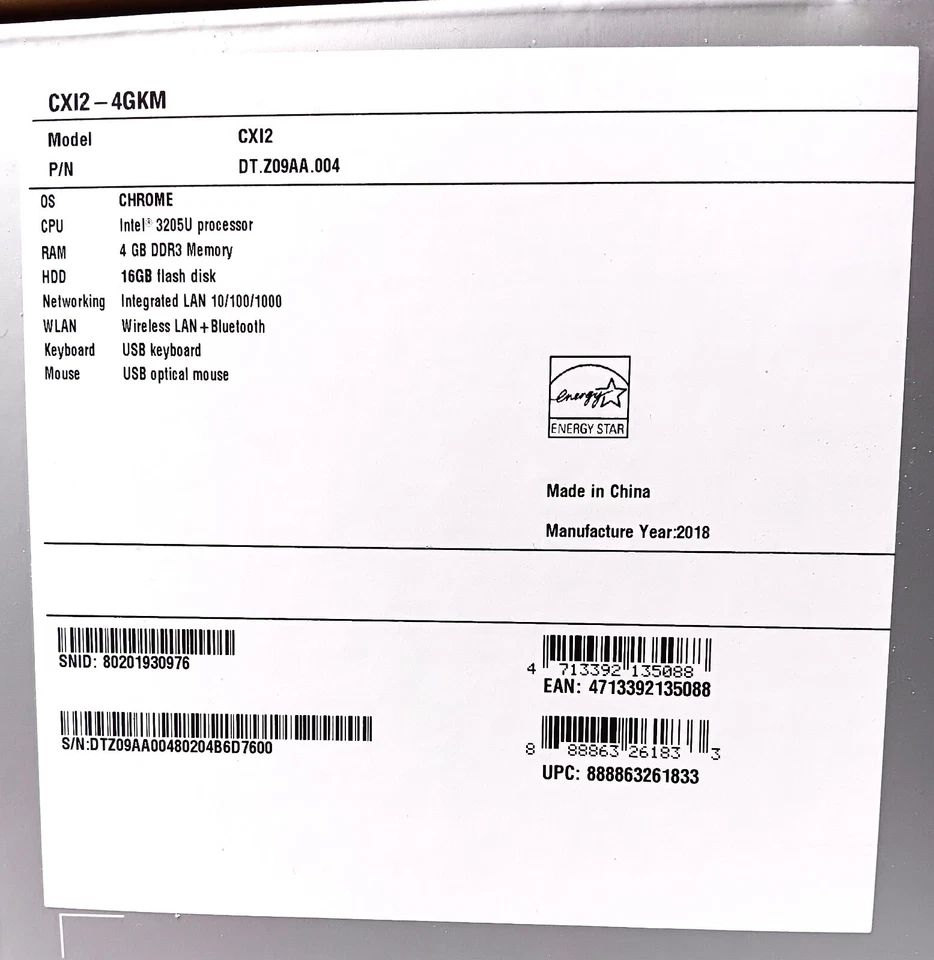 New Acer Chromebox CXI2-4GKM 4GB RAM 16GB SSD Desktop Black Keyboard & Mouse - Image 4 of 4