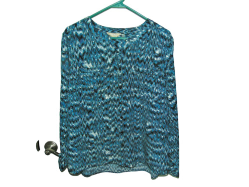 CORAL BAY Women's Adjustable Sleeve Blouse  Blue/… - image 1