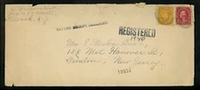 US Postal History #554 + 562 Short Paid Due Registered 1924 Newark NJ Trenton NJ