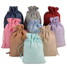 25/50/100 Burlap Bags Linen Jewelry Pouches Jute Hessian Gift Bag Wedding Favor 