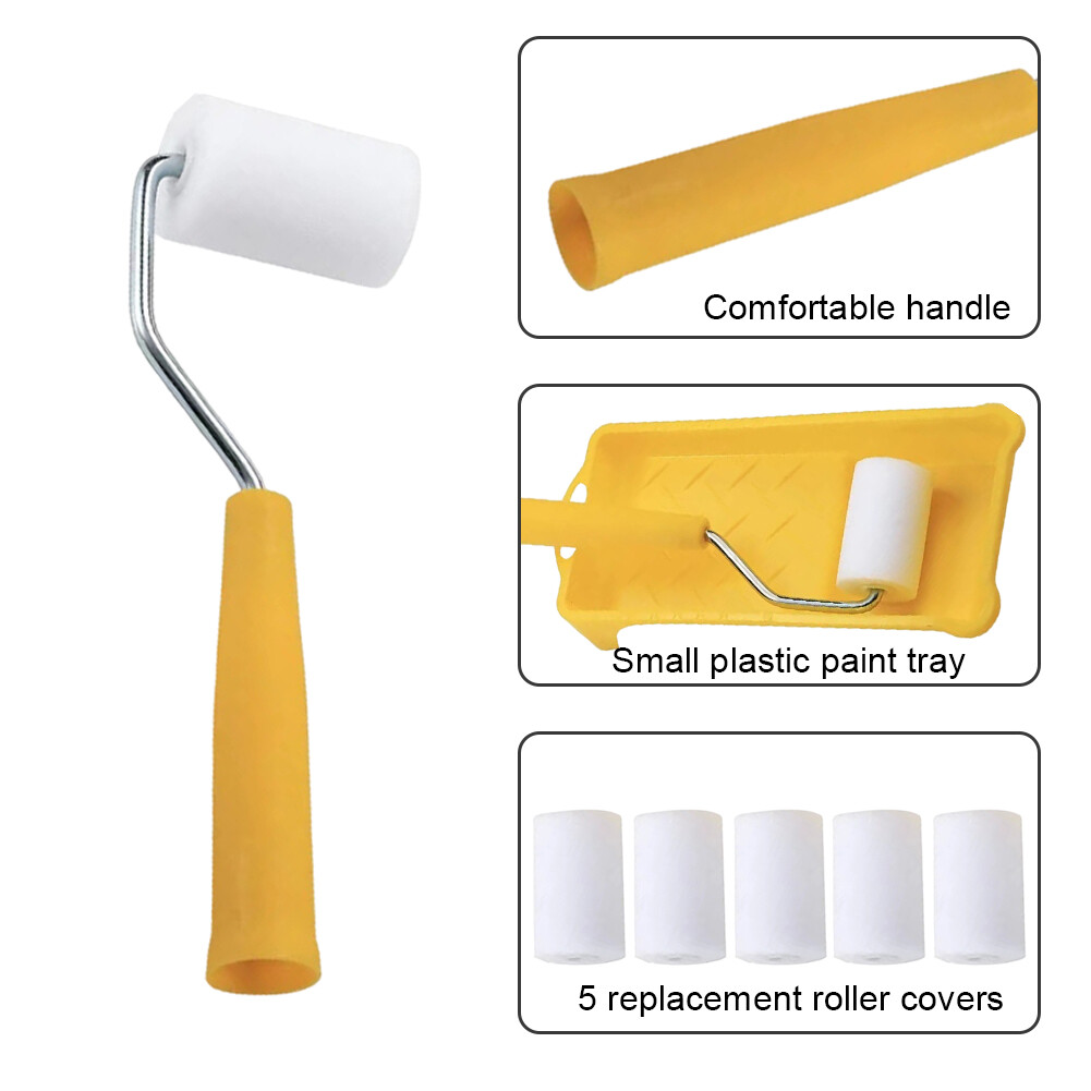 Window Sills Mini Foam Walls Wood Painting Satin Paint Tray Roller Set eBay