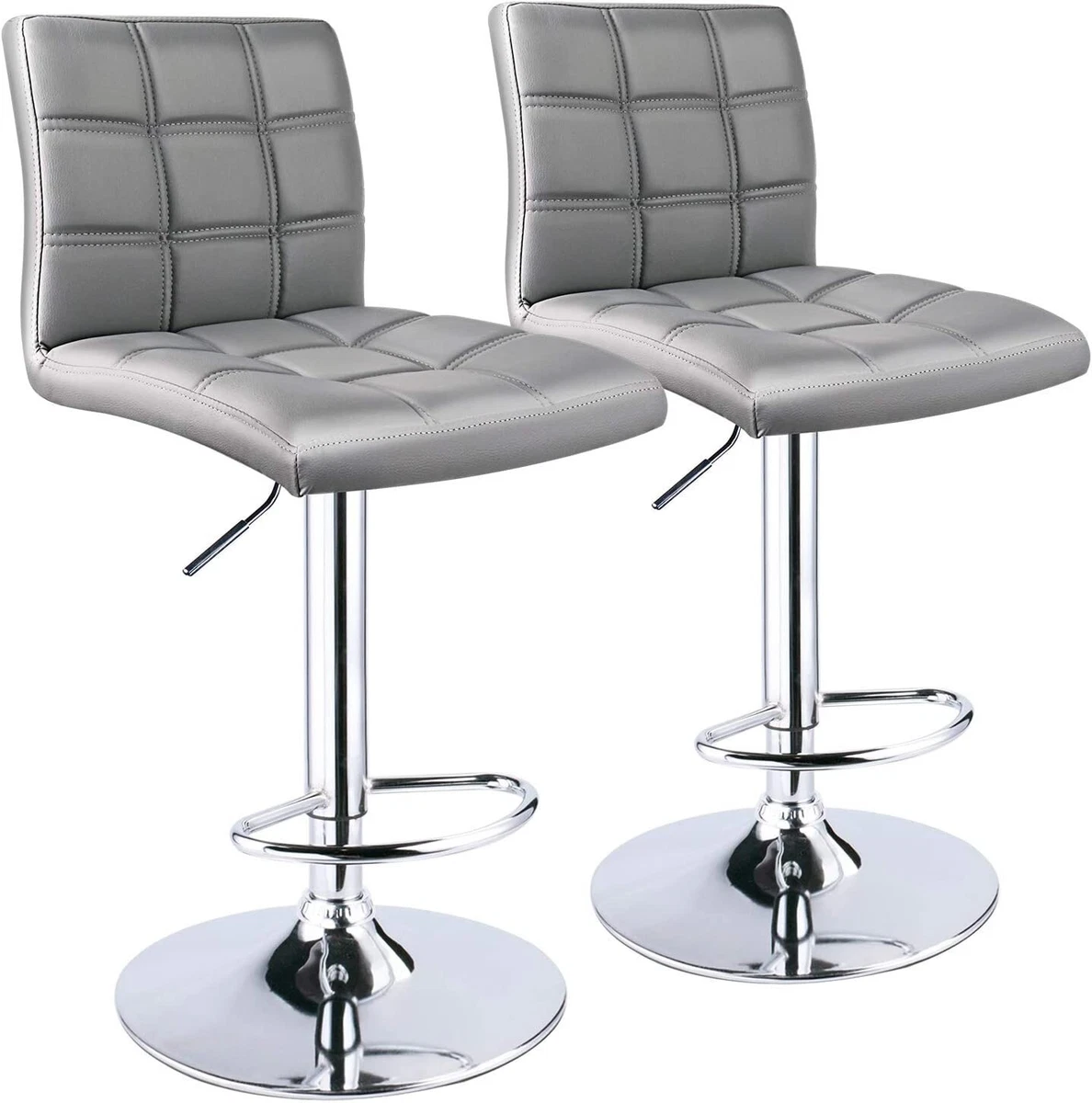 Leopard Outdoor Products Modern Square Back PU Leather Adjustable Bar Stools