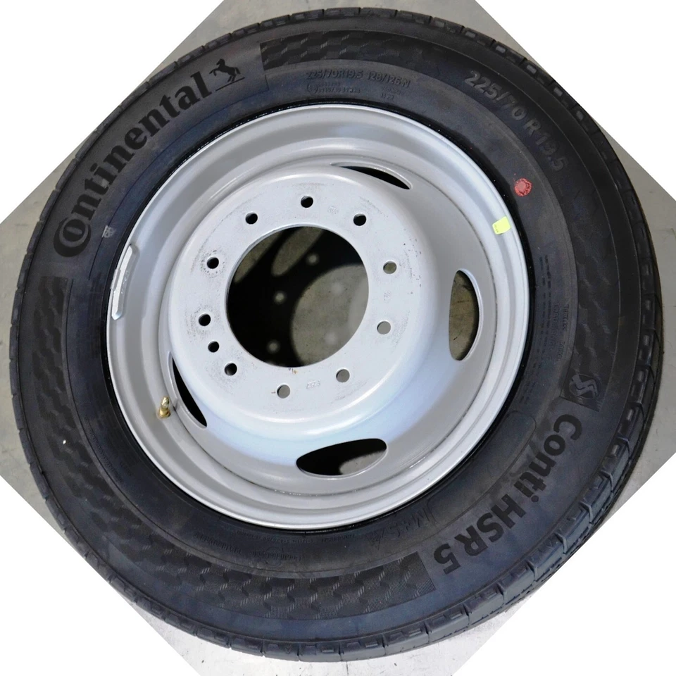 19.5" x 6 Steel Wheel w/ Conti HSR 5 Tire 225 70 19.5 10 Lug Ford Rim F550 OEM