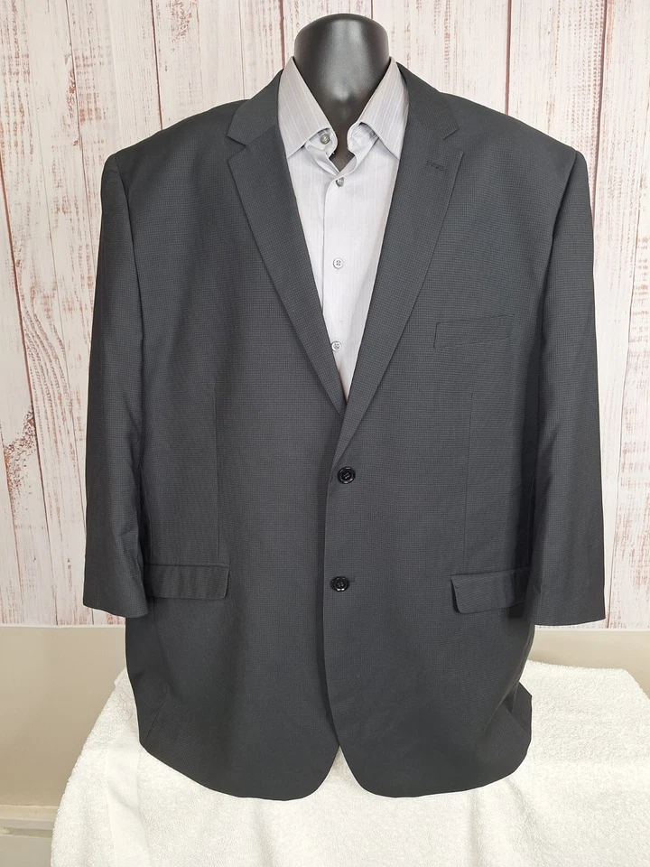 Stacy Adams 2 Piece Suit 52R/S 44X24 Black Check Double Vented Shortened - Image 4 of 4