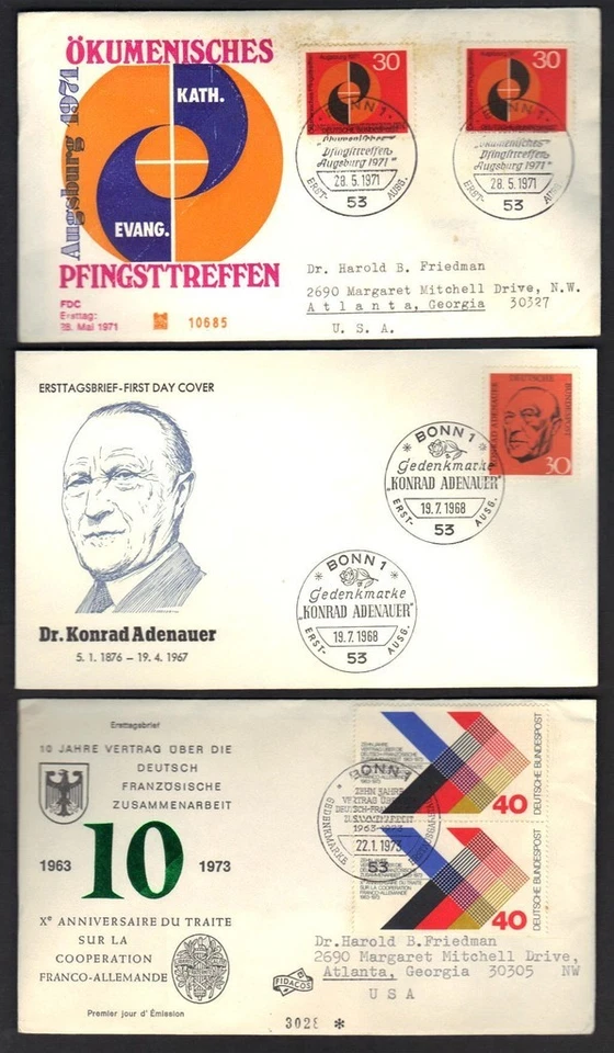 GERMANY 1970s COLL OF 19 FDC ALL DIFF W/CACHETS ADD ADDRESSED TO US DESTINATIONS - Image 2 of 4