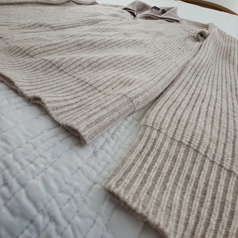 Saks Fifth Ave Para hombres Grande Cremallera Completa Suéter Lana Cachemira Suéter Taupe Usado en Excelente Condición LN Foto 2 de 4