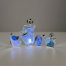 4 Vintage Angels Blue Stained Glass Suncatcher