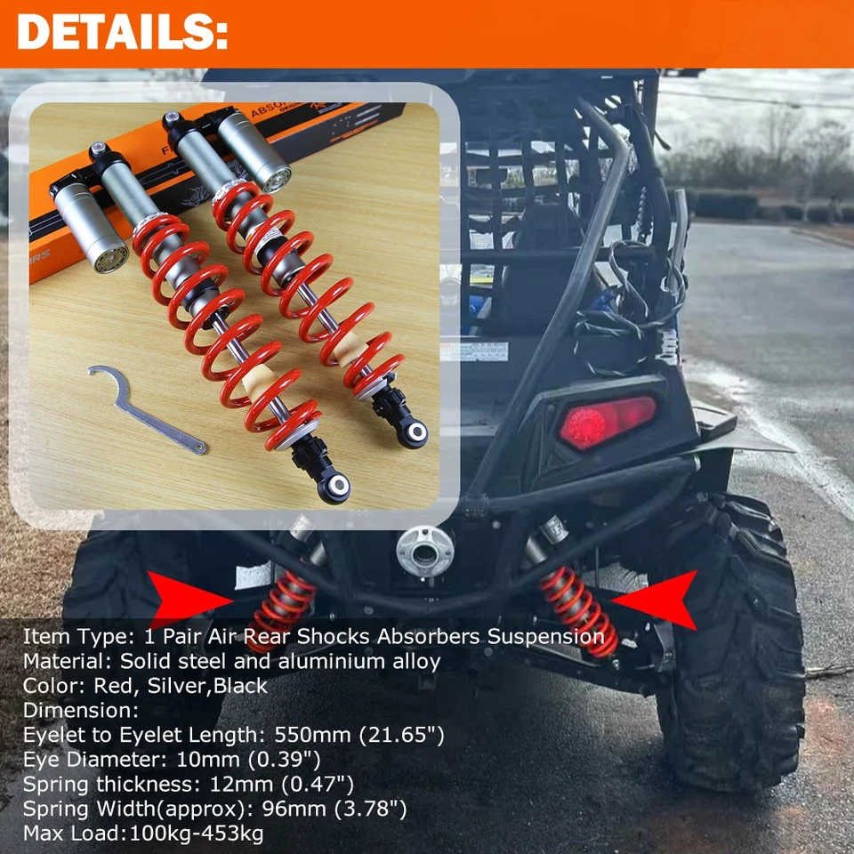 FOR 2009-2014 POLARIS RZR 800 S 60" REAR SHOCK ABSORBERS STAGE 5 ADJUSTABLE PAIR Foto 3 de 4