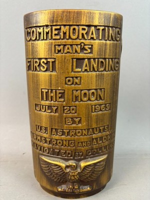 VTG 1969 HAEGER 4116 POTTERY VASE COMMEMORATING MAN FIRST LANDING MOON APOLLO 11