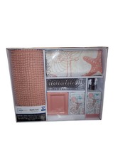 NEW 17 Pc Bath Set Shower Curtain, Rug, soap dispenser dish toothbrush holder