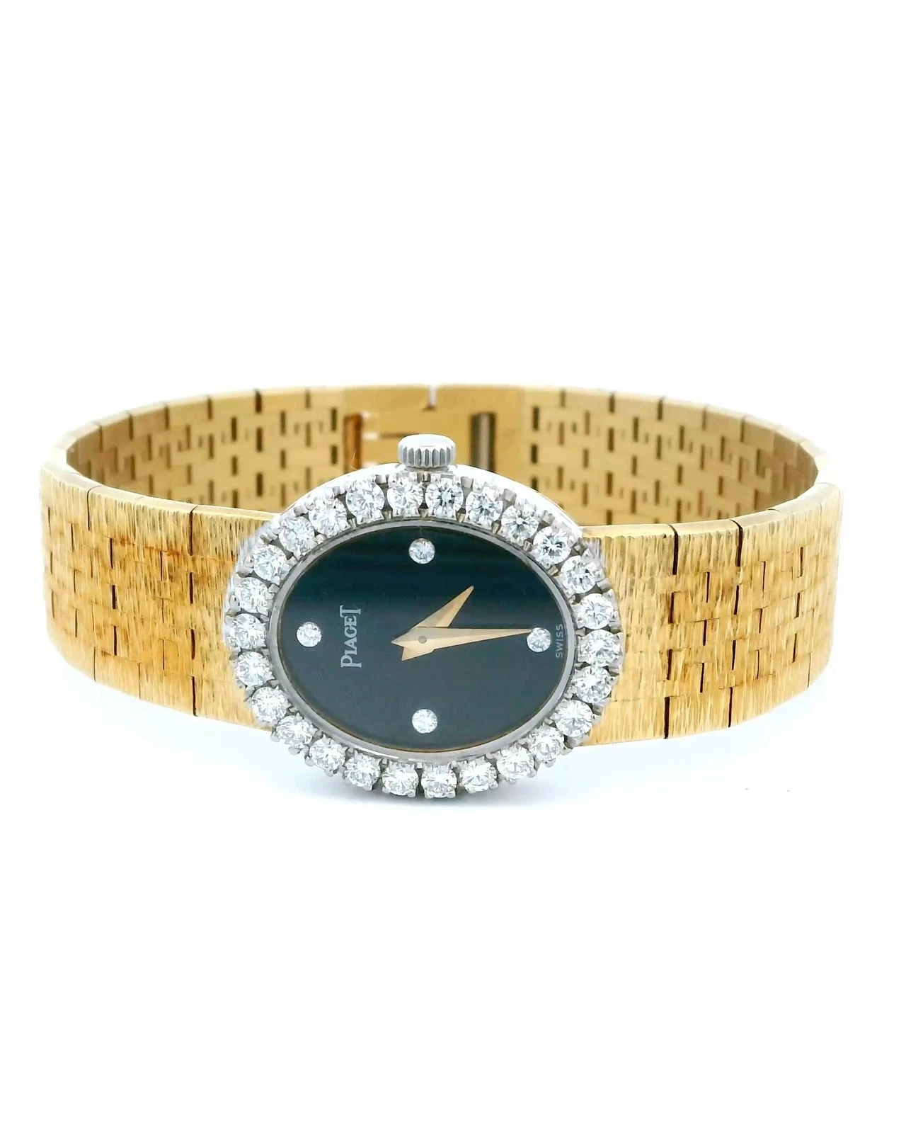 Piaget — Piaget 8326A6 18K Yellow Gold Onyx Dial & Diamond Bezel Ladies Watch