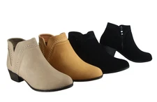 Women's Short Ankle Boots Low Heel  Western Cutout  Booties Shoes