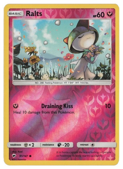 Pokemon Card - S&M: Burning Shadows 91/147 - RALTS (reverse holo) - NM/Mint