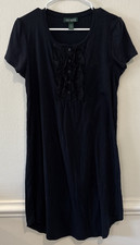 Lauren Ralph Lauren Women’s Medium Navy Blue Lace T-Shirt Dress 100% Cotton