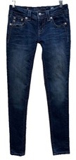 Miss Me Women Size 26 Embellished Low Rise Signature Skinny Jeans Dark Wash Blue
