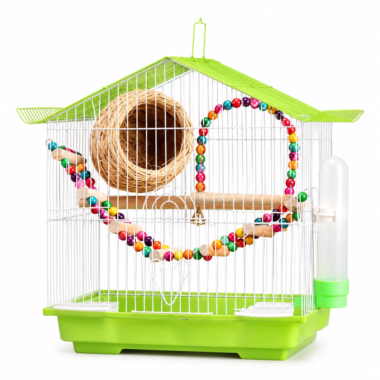 Small Parrot Bird Cage, Metal Pet Bird Cage with Pull-Out Tray