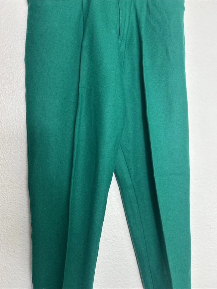 Pantalones de Colección Benetton Hechos en Italia Mezcla de Lana Verde 26x28 Etiqueta Dice 44 Foto 3 de 4