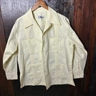 Vintage Pierre-Cardin Button Up Shirt Mens Large Yellowish Cream Color 70s 80s