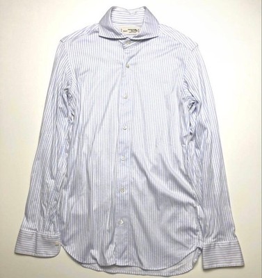 Maker's Shirt Kamakura Striped Cotton Knit Shirt Blue White Size 14 1/2 New