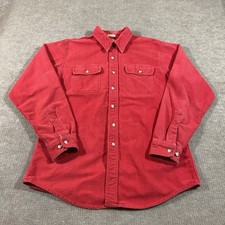 Vintage St Johns Bay Chamois Shirt Mens L-Tall Red Button Up Cotton Made In USA