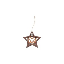 Star Shaped Nativity Scene Pendants Wooden Christmas Decoration  Christian