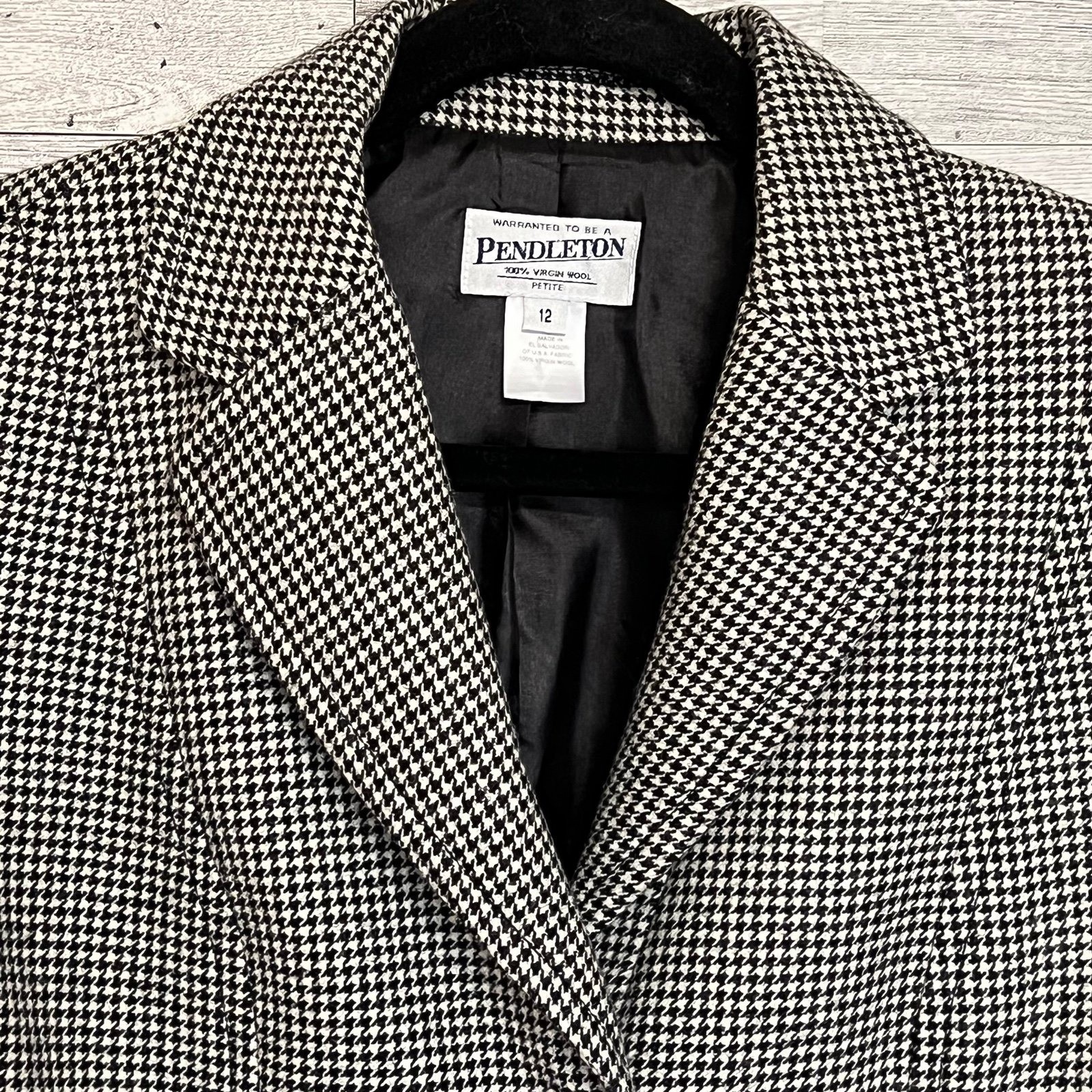 Pendleton Wool Houndstooth Black White Classic 12… - image 3