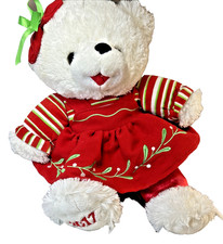 2017 Dan Dee Plush Snowflake Teddy Bear Girl Red Floral Dress Holiday Time 20"