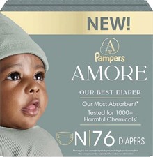 Pampers Amore, Size 0 up to 10 lbs , 76 Count Hypoallergenic Fragrance Free