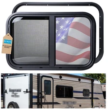 30" W x 15"-20" H Horizontal Slide RV Window w/ Trim & Screen for Camper Trailer