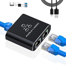 Gigabit Ethernet Splitter 1 to 2 - Network with USB Power Black