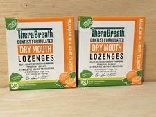 Lot 2-Therabreath Dry Mouth Lozenges, Mandarin Mint Flavor 24 Ea-Exp 2/28