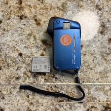 Appareil photo numérique argentique bleu Sanyo Xacti VPC-E2 étanche avec batterie testé