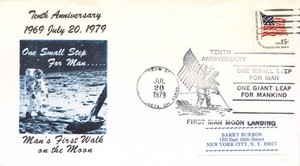 APOLLO 11 10th ANN WAPAKONETA FLAG CANCEL 7/20/79 MOON CACHET - STAMP SC# 1618C