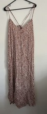 Old Navy Brown And White Tie Back Side Split V-neck Maxi Dress Size XXL NWT