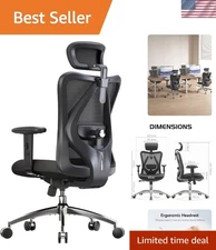 Office Chair Ergonomic Big Tall Adjustable Lumbar Headrest Swivel Black