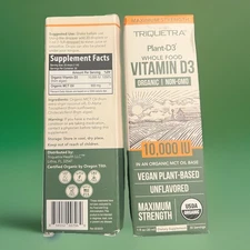 Triquetra Plant D3 10,000 IU D3 Vegan Organic Whole Food Source Max Strength