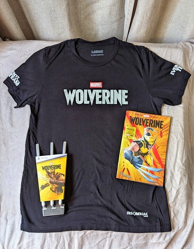 Wolverine PS5 T-shirt, Claws + Prequel comic bundle - Comic Con 2026 - Adult Lrg