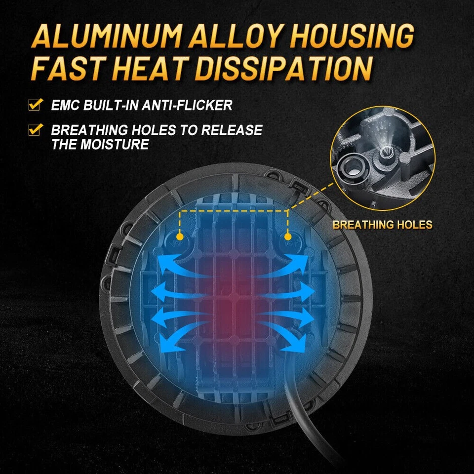 Par de faróis halo de LED 7" e kit DRL de farol de neblina de 4 polegadas para Ford Wrangler JK LJ TJ - Imagem 4 de 4