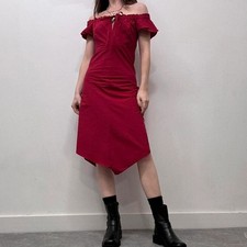 red off-the-shoulder coquette dress Uk6