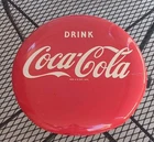 Vtg 1954 Drink Coca Cola 16” Button Sign AM 6-54 Trade-Mark Reg. U.S. Pat. Off.
