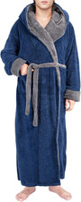Yoimira Mens Robe with Hood, Big and Tall Plush Fleece Long Robe for Men Full