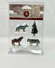Vintage Lemax Woodland Wolves Christmas Village Accessory Enchanted Forest