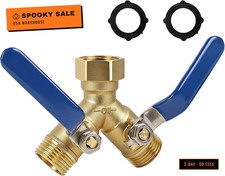 2-Way Garden Hose Splitter, Solid Brass Y Connector with 3.6-Inch Ergonomic Hand