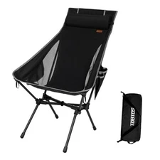  Portable High Back Camping Chair, Support Heavy Duty 440 lbs, Black-highback