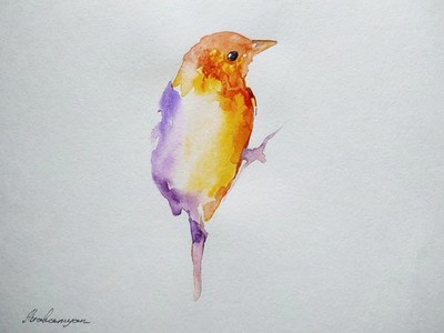 Western Tanger, Birds, Watercolor artwork, Handmade, Original painting on paper