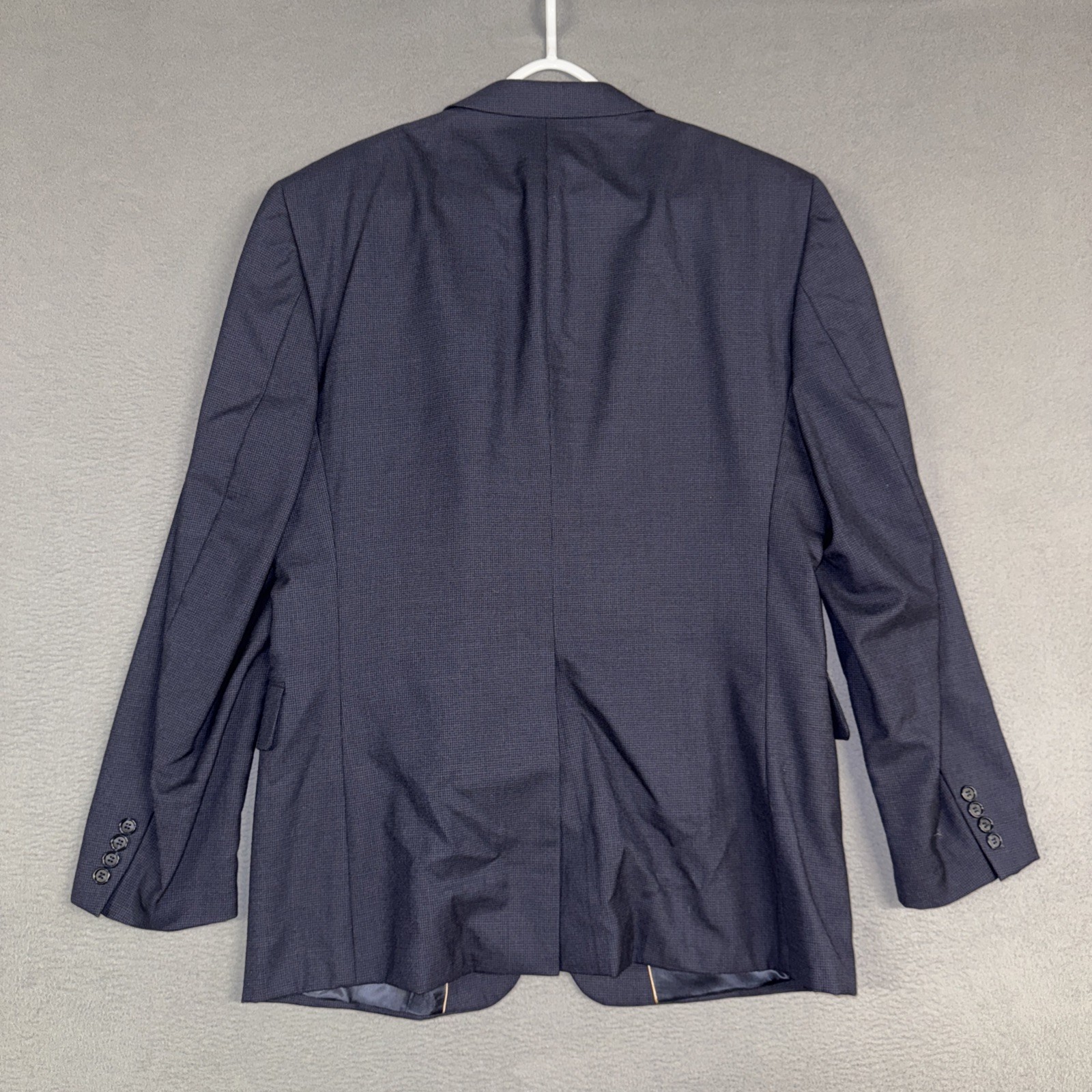 FILA Giacca sportiva vintage Savile Row blazer 44R blu navy pied de poule 100% lana