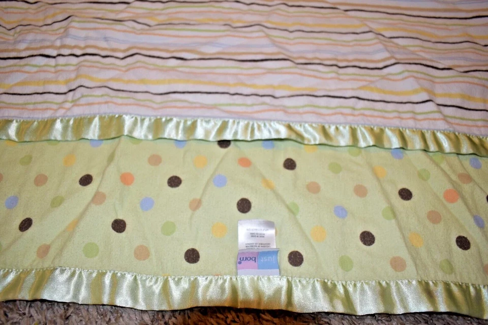 Manta cuna bebé 7T 30x30 recién nacida rayas lunares franela satinado Foto 2 de 4