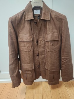 Ascot Chang for The Decorum Belted Tobacco Linen Jungle Jacket Size 40 NWT