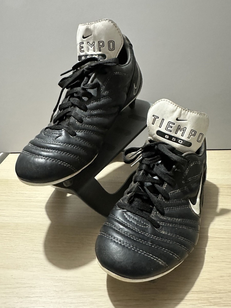 Rare Vintage 98 Nike Tiempo 650 Black White SG Football Boots Size